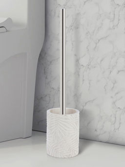 OBSESSIONS - Polyresin Textured Toilet Brush with Holder - Beige