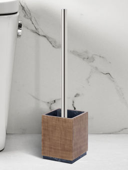 OBSESSIONS - Polyresin Textured Toilet Brush with Holder - Wood