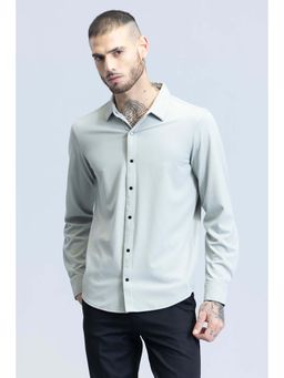 Snitch - Light Green Plain Full Sleeves Slim Casual Shirt for Men