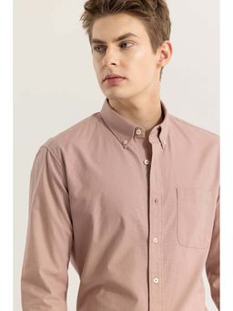 Snitch - Mauve Plain Full Sleeves Slim Formal Shirt for Men