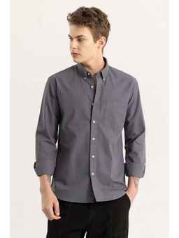 Snitch - Grey Plain Full Sleeves Slim Formal Shirt for Men