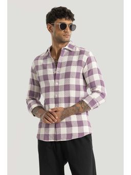 Snitch - Purple Checks Full Sleeves Slim Casual Shirt for Men