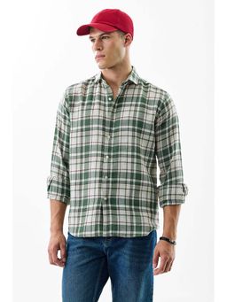 Snitch - Olive Checks Full Sleeves Slim Casual Shirt for Men
