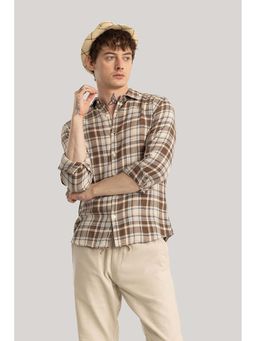 Snitch - Brown Checks Full Sleeves Slim Casual Shirt for Men