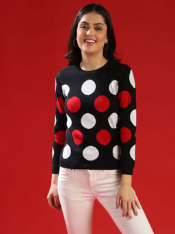 Campus Sutra - Multi Color Women Polka Dots Stylish Casual Sweaters