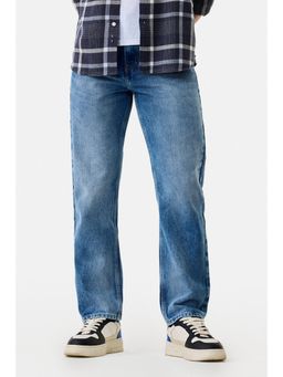 Snitch - Mid Blue Denim Relaxed Casual Jeans for Men