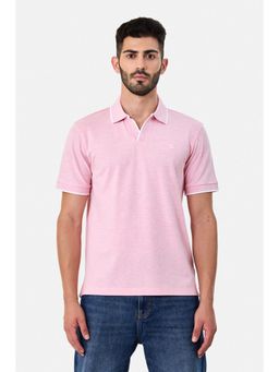 Snitch - Pink Solid Half Sleeves Regular Casual Polo T-Shirt for Men