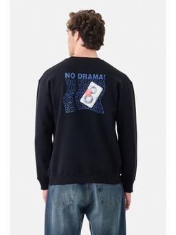 Snitch - Black Printed Full Sleeves Regular Casual Sweatshirt for Men