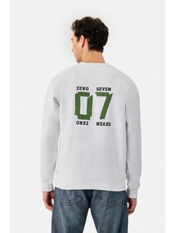 Snitch - White Printed Full Sleeves Oversized Casual Sweatshirt for Men