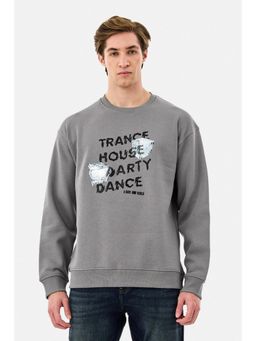 Snitch - Grey Printed Full Sleeves Oversized Casual Sweatshirt for Men