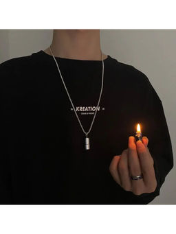 Salty Alpha - Lighter Smoky Silver Pendant Necklace
