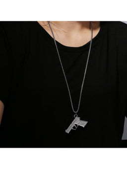 Salty Alpha - Silver Pistol Passion Pendant Necklace