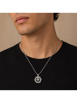 Salty Alpha - White Rotatable Snowflake Silver Pendant Necklace