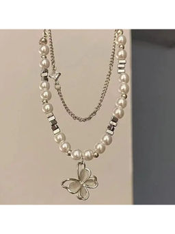 Salty Alpha - White Male Monarch Charm Pearl Beaded Necklace