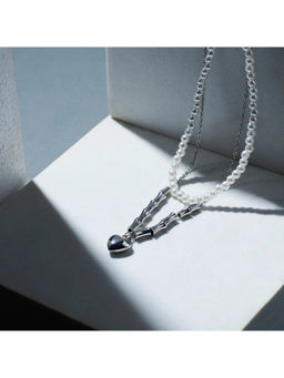 Salty Alpha - White Layered Heart Pearly Mane Necklace