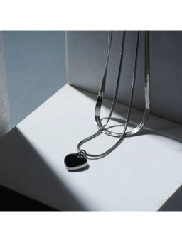 Salty Alpha - Black Love And Luster Layered Silver Necklace
