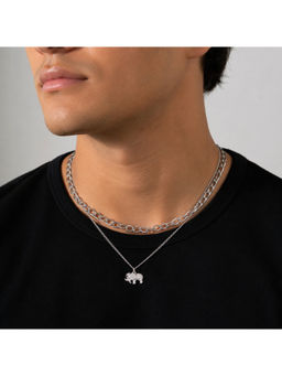 Salty Alpha - White Layered Silver Embrace Necklace