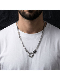 Salty Alpha - Black Dark Gemstone Glam Silver Necklace