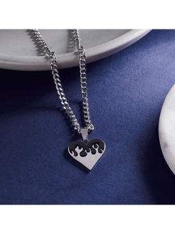 Salty Alpha - Black Midnight Love Silver Necklace