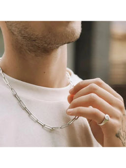 Salty Alpha - Minimalist Silver Paperclip Necklace