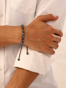 Yellow Chimes - Black Adjustable Irregular Gallstone Beads Bracelets for Men