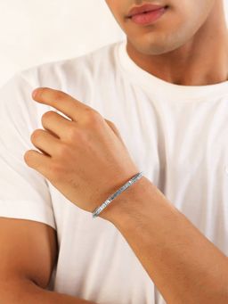 Yellow Chimes - Silver Stainless Steel Open Kada Bracelets for Men