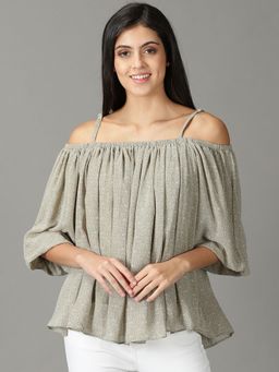 SHOWOFFFF - Womens Printed Olive Regular Top