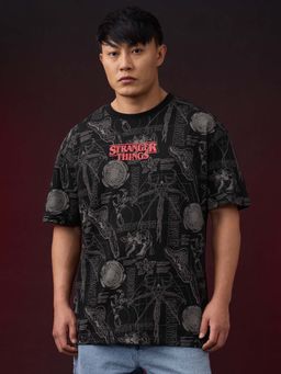 The Souled Store - Official Stranger Things Logo Men Oversized T-Shirt