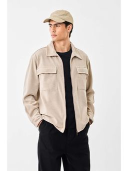 Snitch - Beige Textured Full Sleeves Regular Jacket