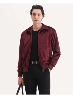 Rare Rabbit - Adios Dark Maroon Polyester Regular Printed Jacket