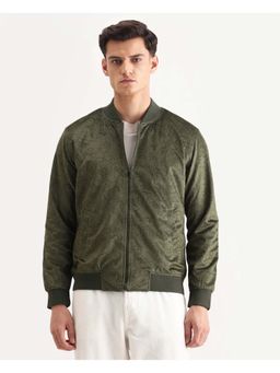 Rare Rabbit - Suede Green Mandarin Collar Regular Fit Paisley Print Jacket