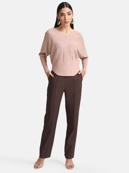 Kazo - Pink Batwing Pullover With Heat Studs And Fringes