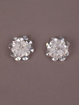 Odette - Modern, Delicate Flower-Shaped Clear Statement Earrings