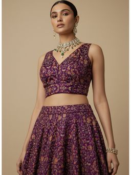 HAPPY OWL - Women Wine Embroidered Georgette Sleeveless Stitched Blouse