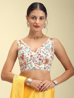 HAPPY OWL - Women White Embroidered V Neck Stitched Blouse