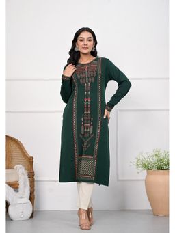 Juniper - Bottle Green Embroidered Cotton Kurta