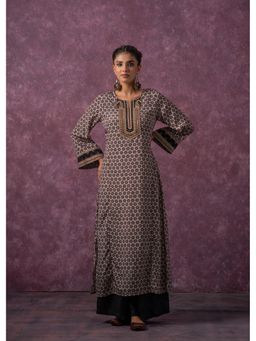 Juniper - Black Embroidered A-Line with Mirror and Thread Work Kurta