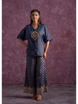 Juniper - Women Indigo Viscose Zari Tunic with Pant