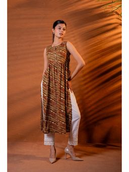 Juniper - Broen Tribal Wave Printed Sleeveless Kurta