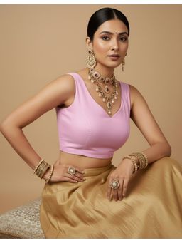 HAPPY OWL - Women Lavender Capri Silk Stitched Blouse