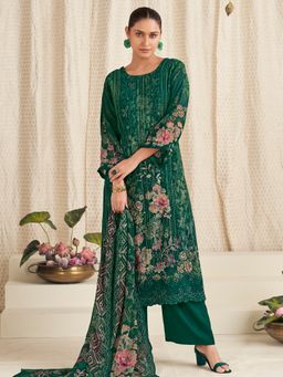 Stylee LIFESTYLE - Green Georgette Digital Printed Unstitched Kurta with Pant and Dupatta