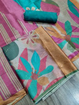 Stylee LIFESTYLE - Multi Assam Silk Digital Printed Unstitched Kurta with Pant and Dupatta