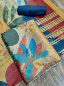 Stylee LIFESTYLE - Multi Assam Silk Digital Printed Unstitched Kurta with Pant and Dupatta