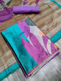 Stylee LIFESTYLE - Multi Assam Silk Digital Printed Unstitched Kurta with Pant and Dupatta