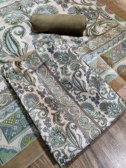 Stylee LIFESTYLE - Green Assam Silk Digital Printed Unstitched Kurta with Pant and Dupatta