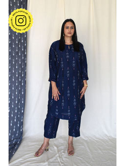 HOUSE OF MOXA - Navy Blue Ikat Antifit Co-Ord (Set of 2)