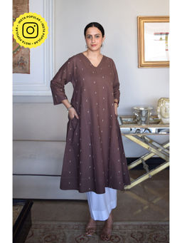 HOUSE OF MOXA - Brown Jamdani Phiran (Set of 2)