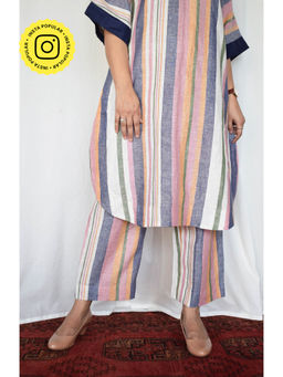 HOUSE OF MOXA - Multicolored Striped Wide Legged Linen Pants