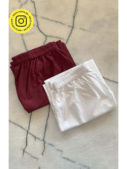 HOUSE OF MOXA - Maroon and Sunkissed White Basic Palazzo (Pack of 2)