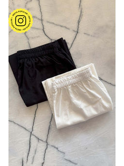 HOUSE OF MOXA - Black and Off White Basic Palazzo (Pack of 2)